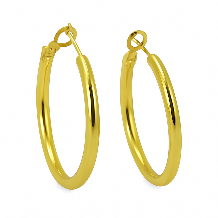Shiny Hoop Earrings Gold