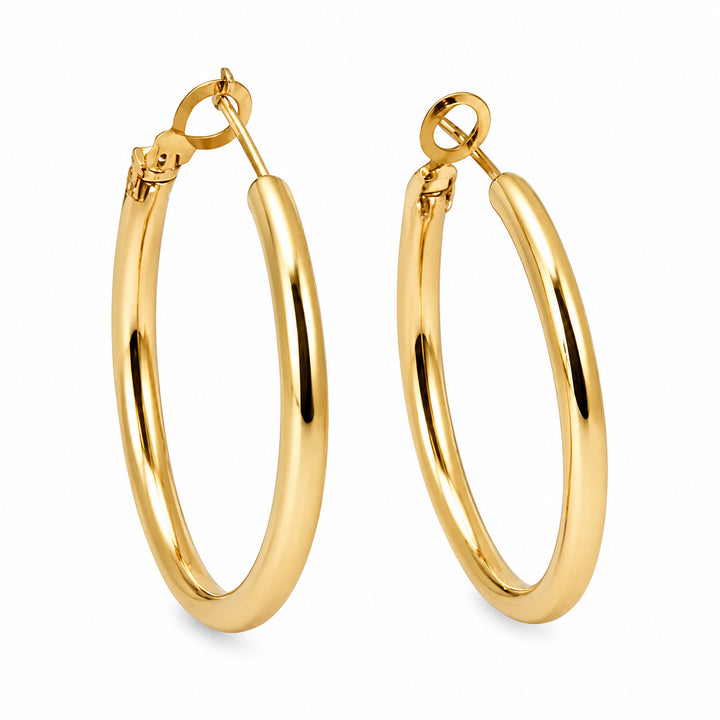 Shiny Hoop Earrings Gold